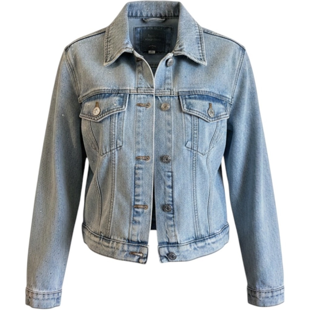 Denim Jacket Light Wash Cropped Trucker Women's  Size Small